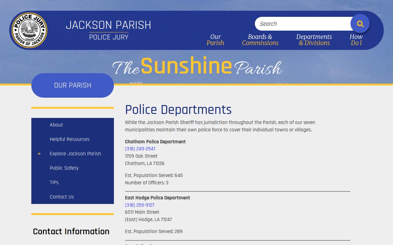 Hodge Police Department arrest records directory