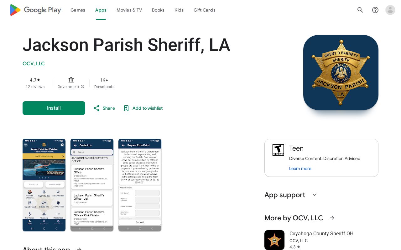 Jackson Parish Sheriff booking alerts app