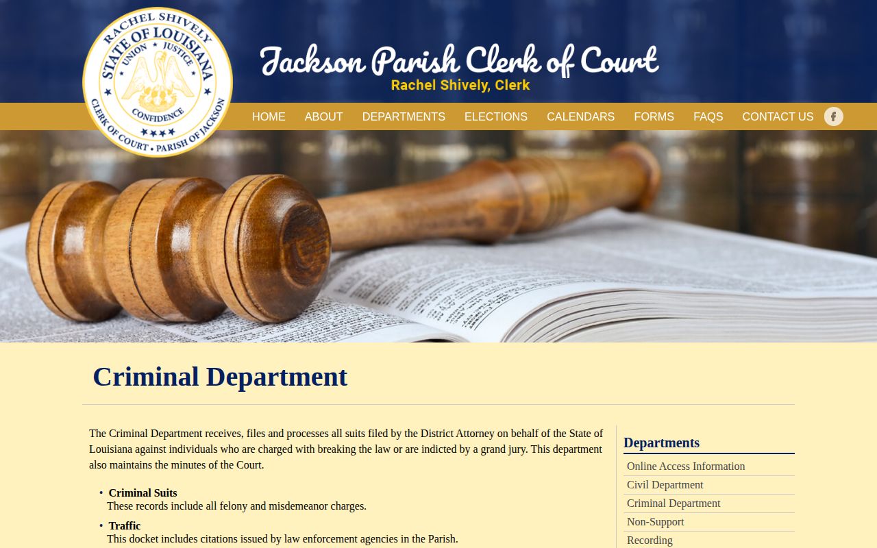 Jackson Parish Clerk criminal records for wanted and warrant checks