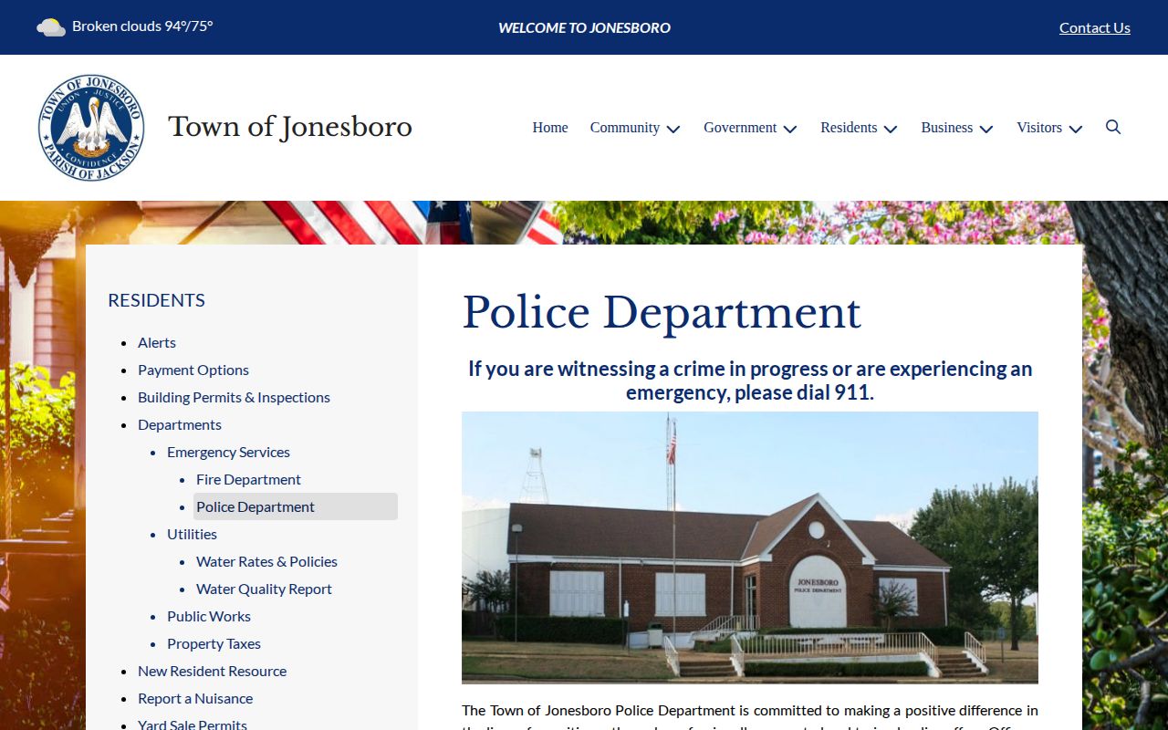 Jonesboro Police Department arrest records contact page